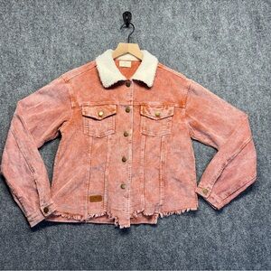 Simply Southern Pink Corduroy Jacket with Sherpa Collar
